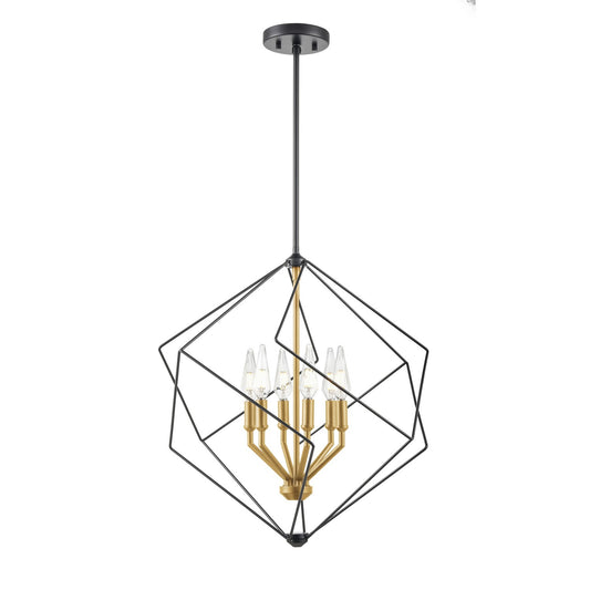 DVI Lighting - DVP44905BR+EB - Six Light Pendant - Ashoona - Brass And Ebony