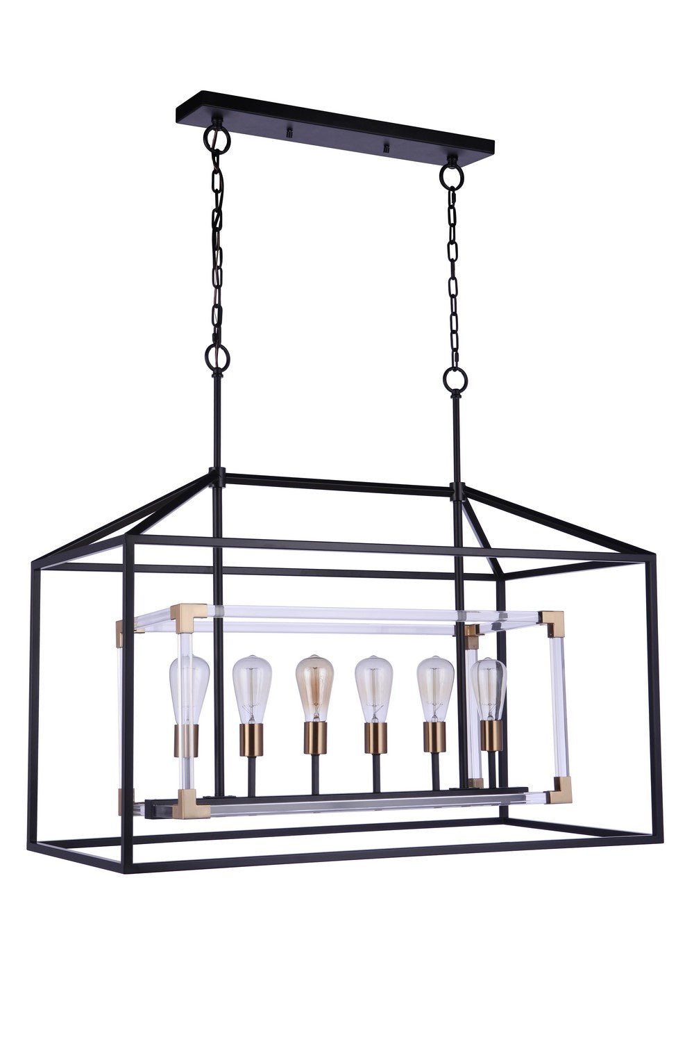 Craftmade - 58076-FBSB - Six Light Island Pendant - Aaron - Flat Black/Satin Brass