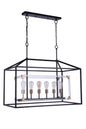 Craftmade - 58076-FBSB - Six Light Island Pendant - Aaron - Flat Black/Satin Brass