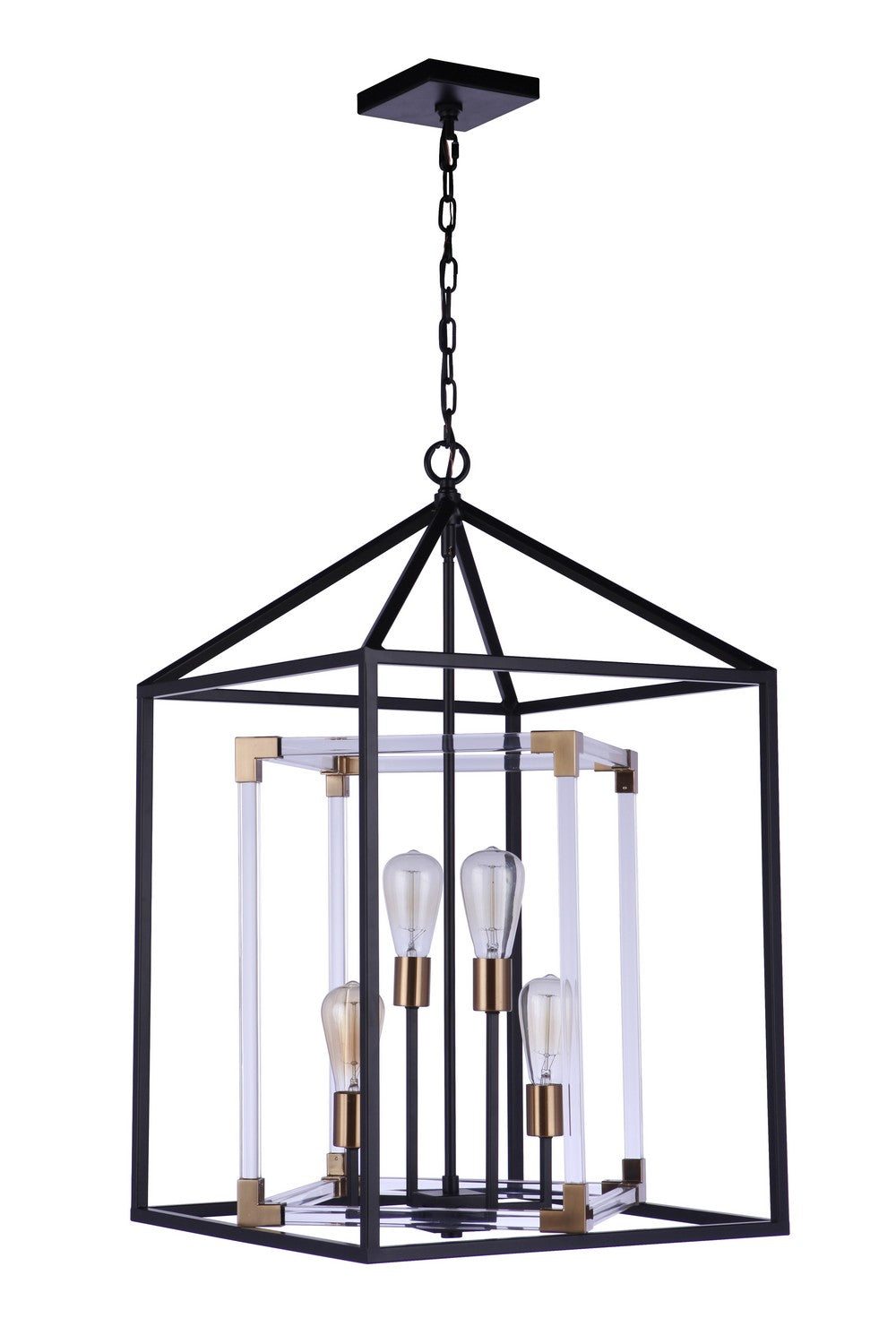 Craftmade - 58094-FBSB - Four Light Pendant - Aaron - Flat Black/Satin Brass