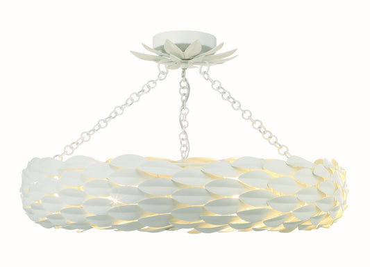 Crystorama - 536-MT_CEILING - Six Light Semi Flush Mount - Broche - Matte White