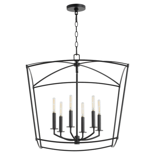 Quorum - 6412-6-59 - Six Light Pendant - Mantle - Matte Black