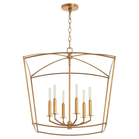 Quorum - 6412-6-74 - Six Light Pendant - Mantle - Gold Leaf