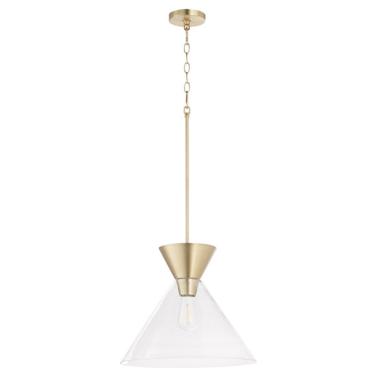 Quorum - 8119-280 - One Light Pendant - Beldar - Aged Brass w/ Clear Glass
