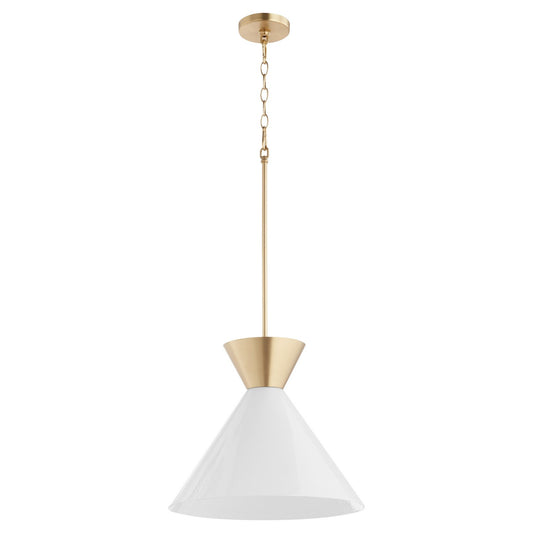Quorum - 8119-80 - One Light Pendant - Beldar - Aged Brass w/ Gloss Opal