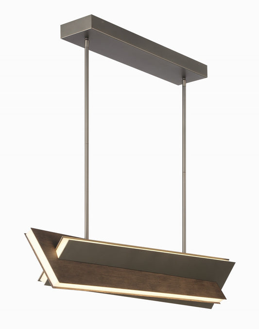 George Kovacs - P1648-895-L - LED Island Pendant - Intersioni - Midnight Iron & Faux Walnut