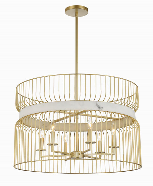 Minka-Lavery - 3396-754 - Six Light Pendant - Park Slope - Nouveau Gold