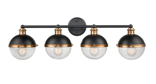 Millennium - 4254-MB/AB - Four Light Vanity - Ellmira - Matte Black/ Aged Brass