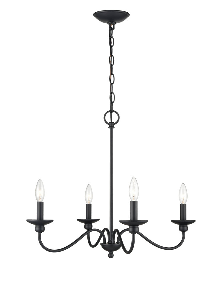 Millennium - 4384-MB - Four Light Chandelier - Delvona - Matte Black