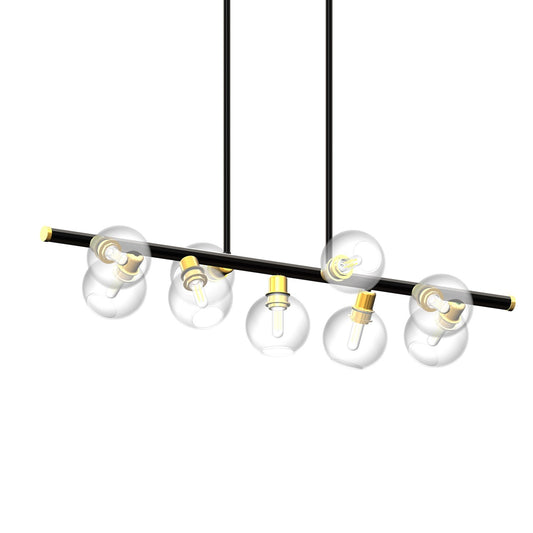 DVI Lighting - DVP20805VBR+GR-CL - Nine Light Linear Pendant - Ocean Drive - Venetian Brass And Graphite With Clear Glass