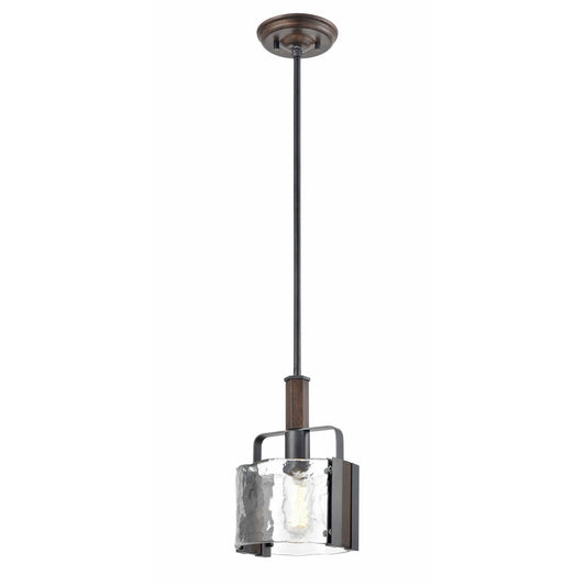 DVI Lighting - DVP42921GR+IW-ARW - One Light Mini-Pendant - Georgian Bay - Graphite And Ironwood On Metal With Artisinal Water Glass