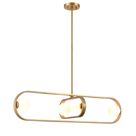 DVI Lighting - DVP45002BR-OP - Four Light Linear Pendant - Atwood - Brass With Half Opal Glass