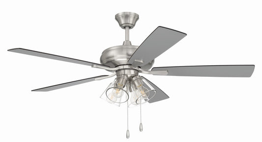 Craftmade - ECF104BNK5-BNGW - 52"Ceiling Fan - Economy Clear 4 Light - Brushed Polished Nickel