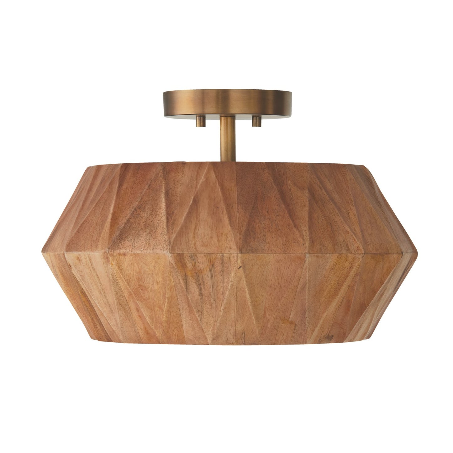 Capital Lighting - 251011LW - One Light Semi-Flush Mount - Nadeau - Light Wood and Patinaed Brass