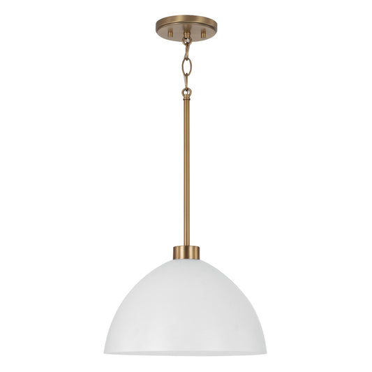 Capital Lighting - 352011AW - One Light Pendant - Ross - Aged Brass and White