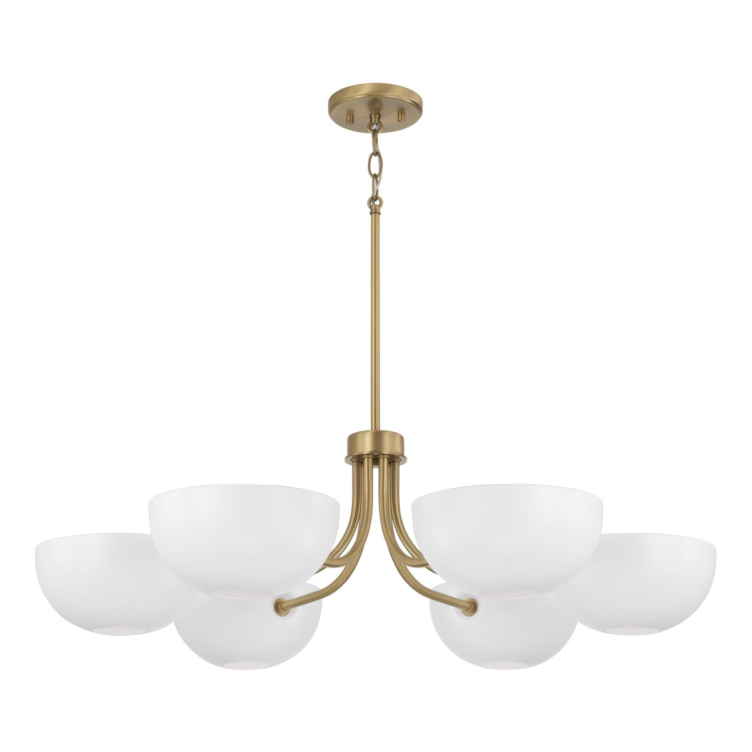 Capital Lighting - 451461AW - Six Light Chandelier - Reece - Aged Brass and White