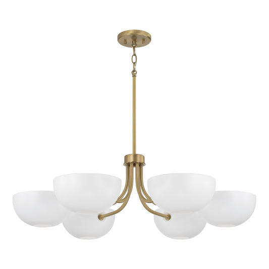 Capital Lighting - 451461AW - Six Light Chandelier - Reece - Aged Brass and White