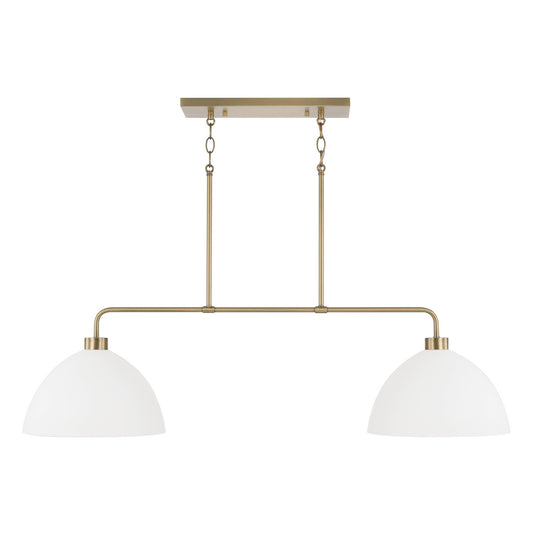 Capital Lighting - 852021AW - Two Light Island Pendant - Ross - Aged Brass and White