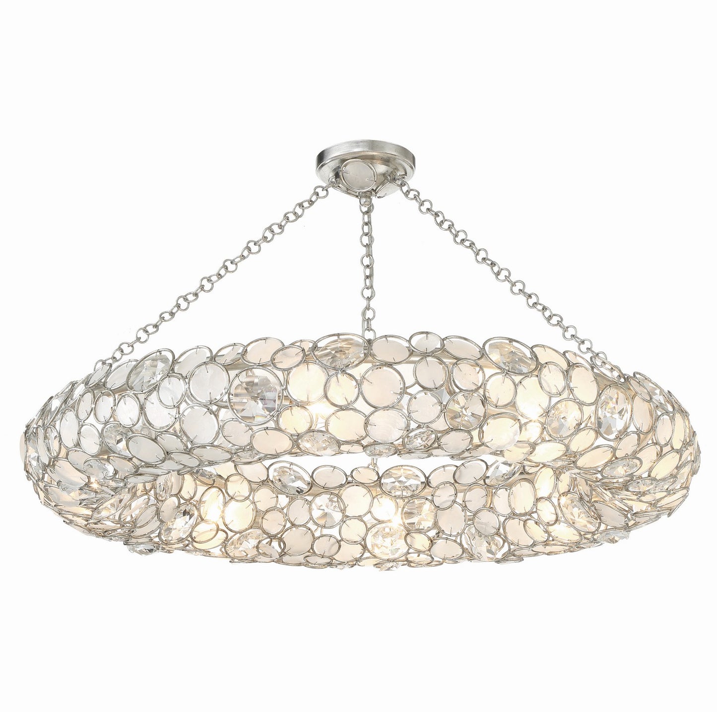 Crystorama - 528P-SA_CEILING - Eight Light Semi Flush Mount - Palla - Antique Silver