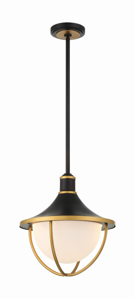 Crystorama - ATL-705-MK-TG - Three Light Outdoor Pendant - Atlas - Matte Black + Textured Gold