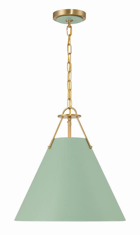 Crystorama - XAV-B8305-VG-GR - Three Light Pendant - Xavier - Vibrant Gold + Green