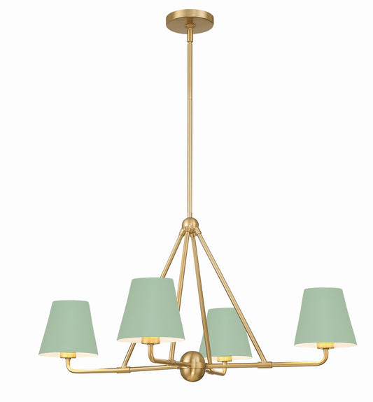 Crystorama - XAV-B9304-VG-GR - Four Light Chandelier - Xavier - Vibrant Gold / Green