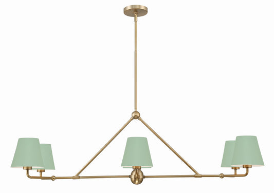 Crystorama - XAV-B9306-VG-GR - Six Light Chandelier - Xavier - Vibrant Gold / Green