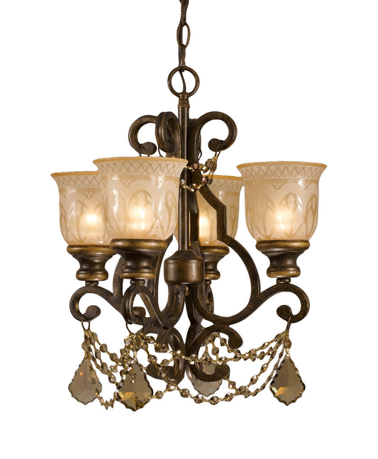 Crystorama - 7504-BU-GT-MWP - Four Light Mini Chandelier - Norwalk - Bronze Umber