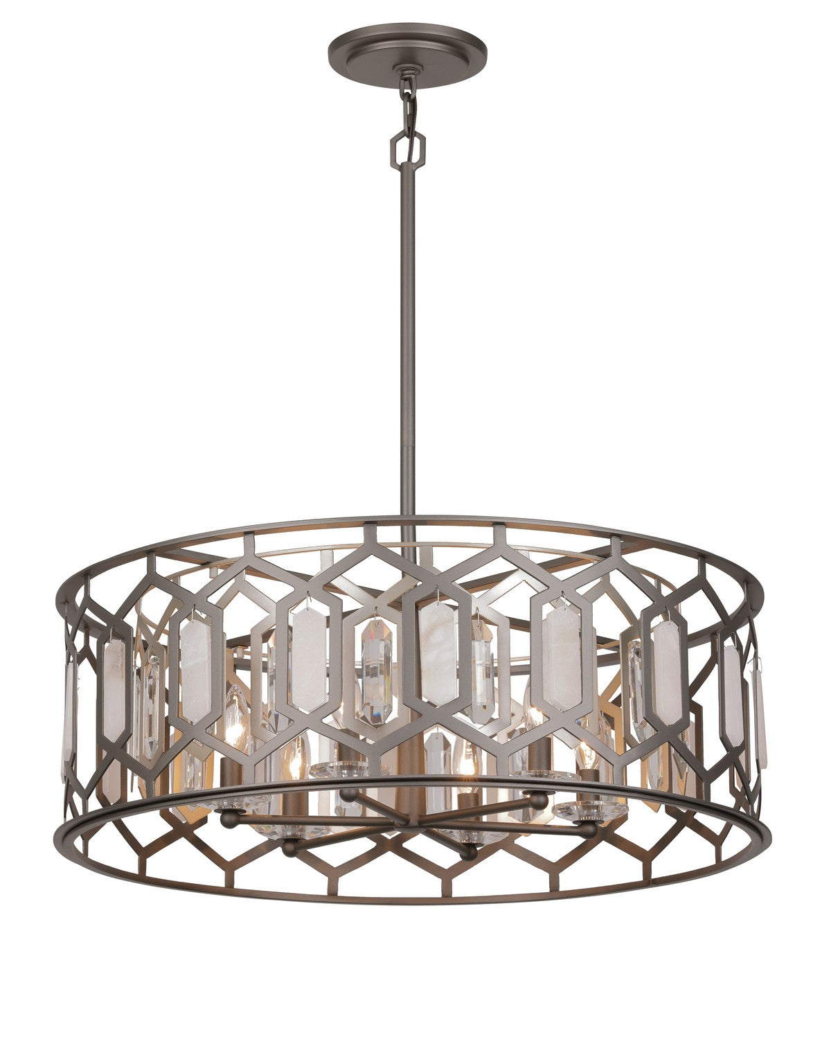 Minka-Lavery - 3587-795 - Six Light Pendant - Hexly - Bronze & Sultry Silver