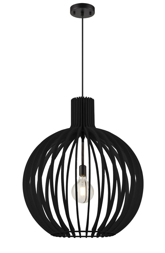 DVI Lighting - DVP42610BK-BW - One Light Pendant - Nahanni Park - Black With Black Wood Shade