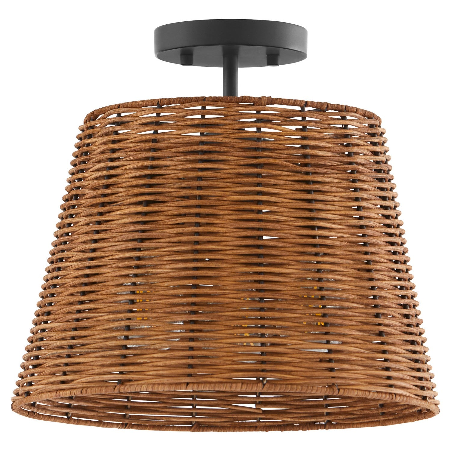 Quorum - 2893-13-59 - Three Light Semi Flush Mount - Wicker - Matte Black