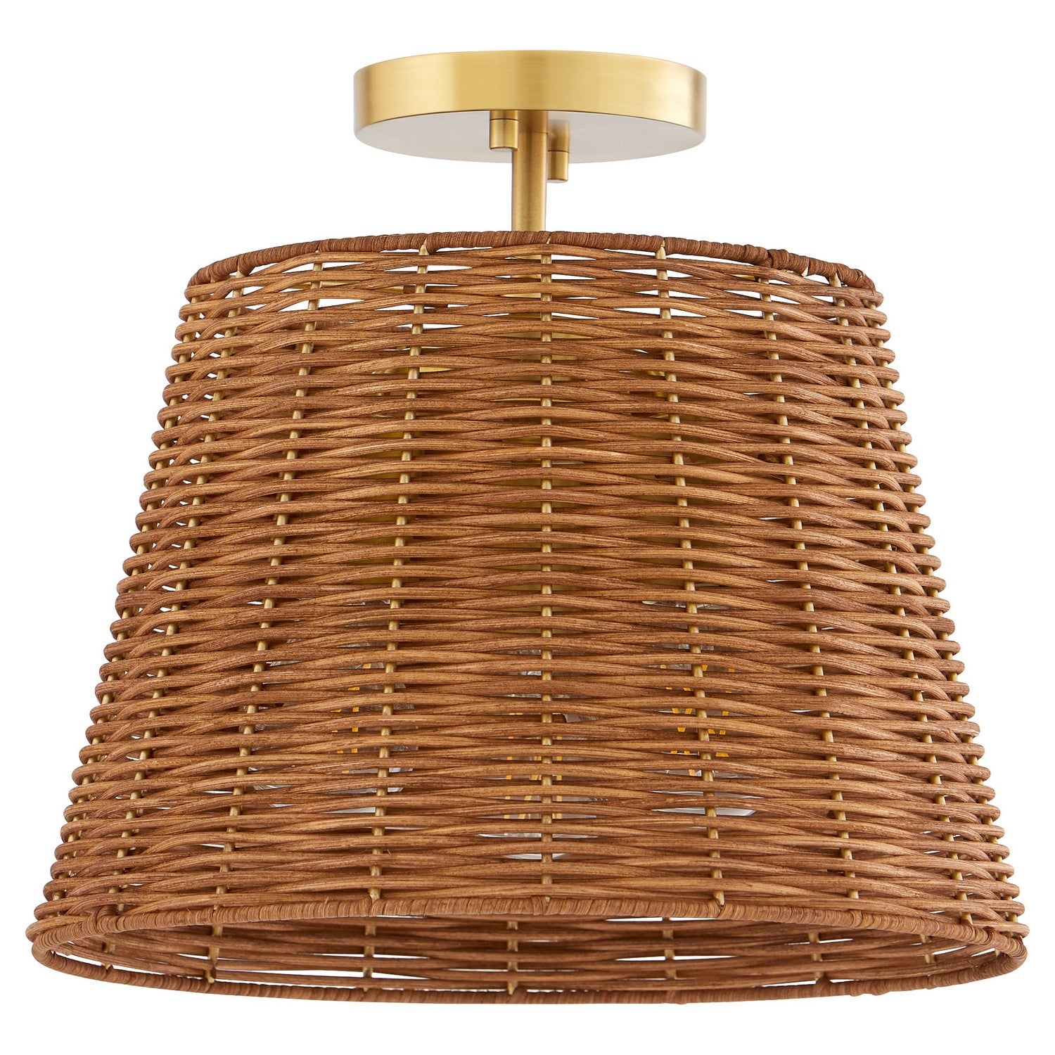 Quorum - 2893-13-80 - Three Light Semi Flush Mount - Wicker - Aged Brass