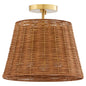 Quorum - 2893-13-80 - Three Light Semi Flush Mount - Wicker - Aged Brass