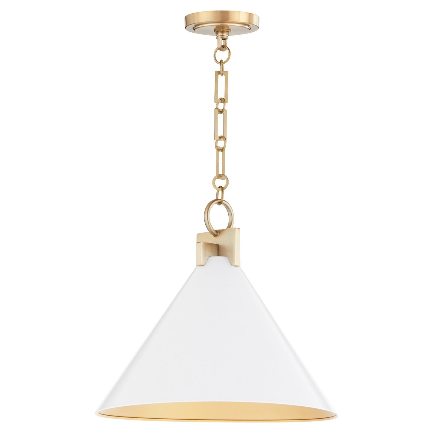 Quorum - 68-16-0880 - One Light Pendant - Jackson - Studio White w/ Aged Brass