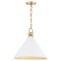 Quorum - 68-16-0880 - One Light Pendant - Jackson - Studio White w/ Aged Brass