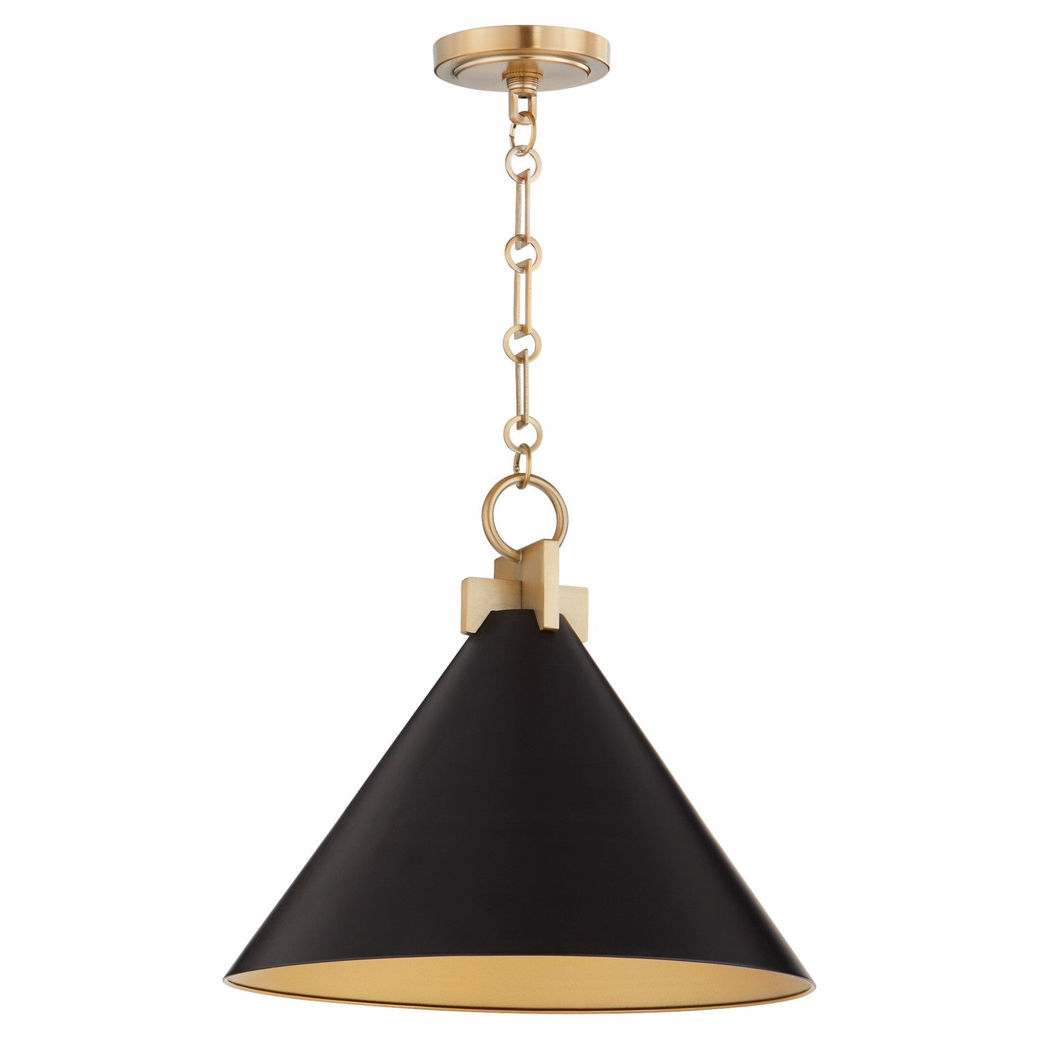 Quorum - 68-16-5980 - One Light Pendant - Jackson - Matte Black w/ Aged Brass