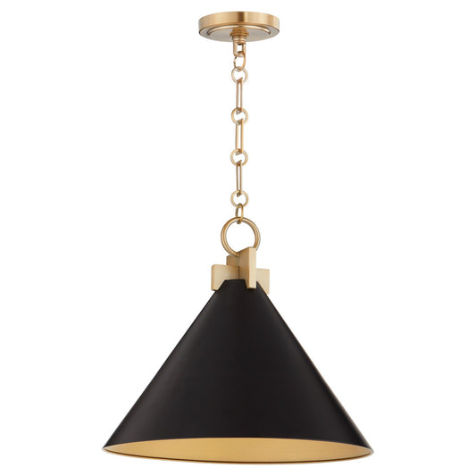 Quorum - 68-16-5980 - One Light Pendant - Jackson - Matte Black w/ Aged Brass