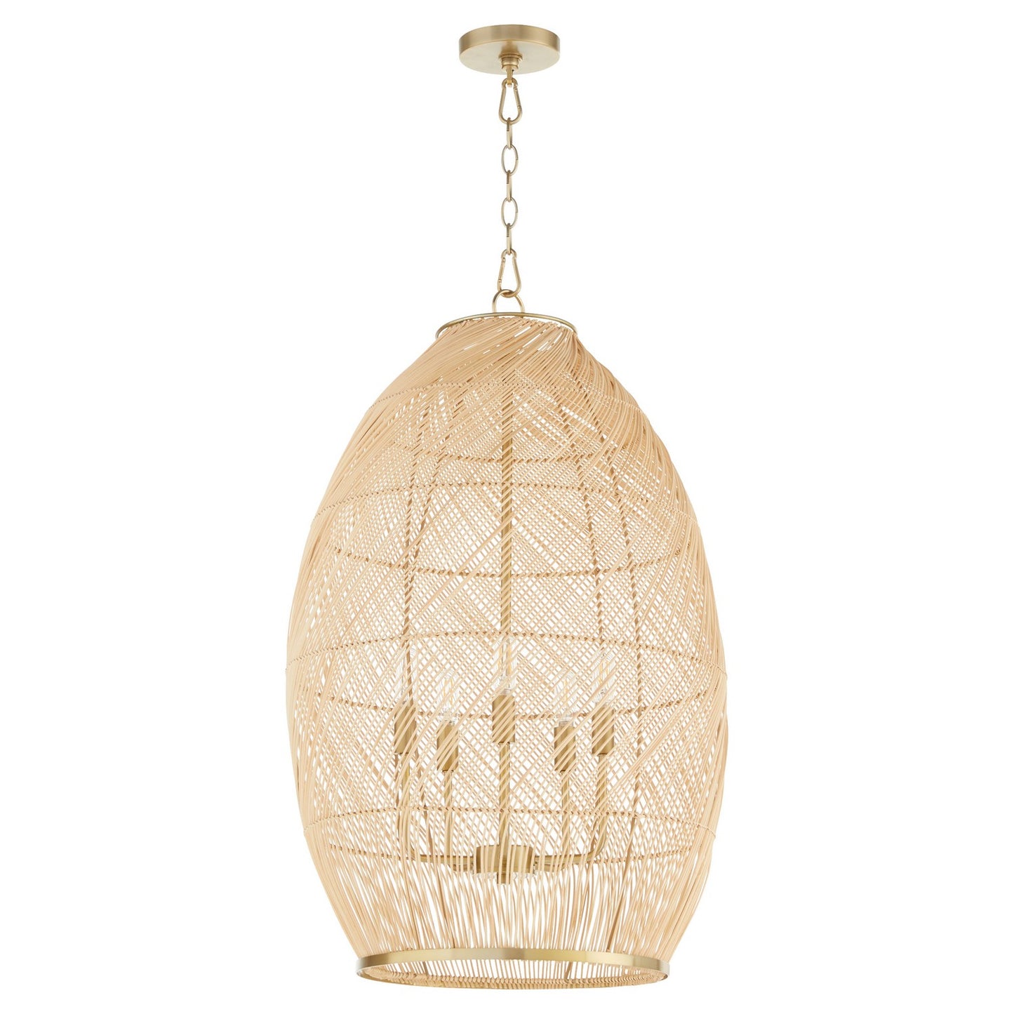 Quorum - 6900-5-80 - Five Light Pendant - Rattan - Aged Brass