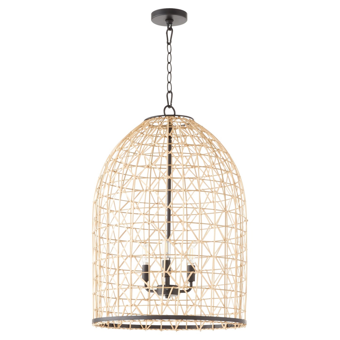 Quorum - 6902-3-59 - Three Light Pendant - Rattan - Matte Black