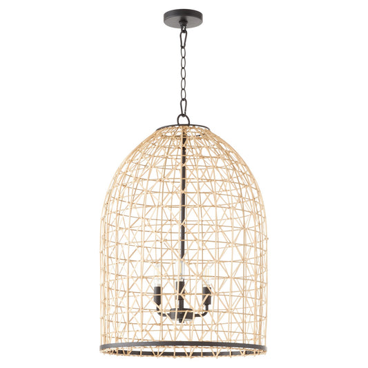 Quorum - 6902-3-59 - Three Light Pendant - Rattan - Matte Black