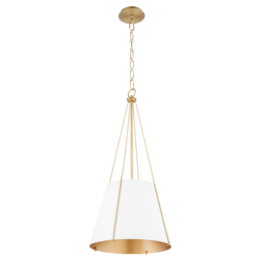 Quorum - 862-1-0880 - One Light Pendant - Denise - Studio White w/ Aged Brass