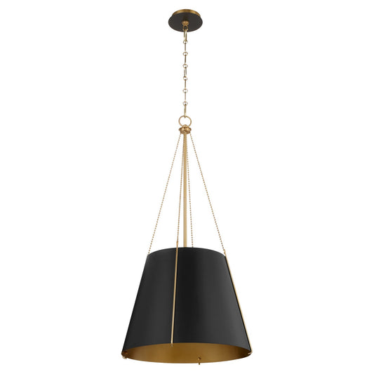 Quorum - 862-3-5980 - Three Light Pendant - Denise - Matte Black w/ Aged Brass