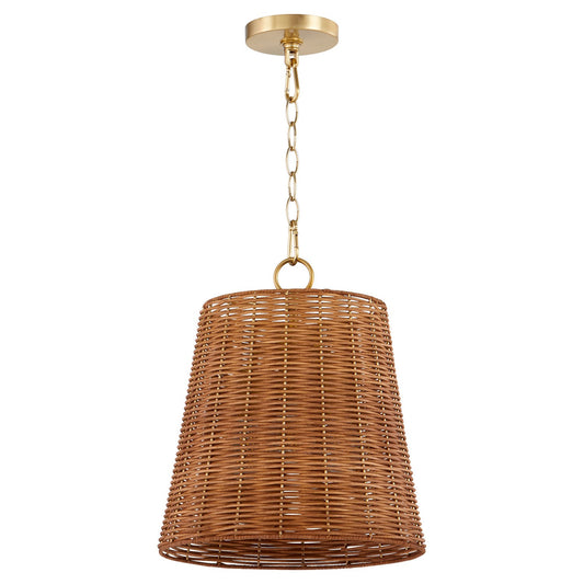 Quorum - 8893-13-80 - Three Light Pendant - Wicker - Aged Brass