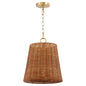 Quorum - 8893-13-80 - Three Light Pendant - Wicker - Aged Brass