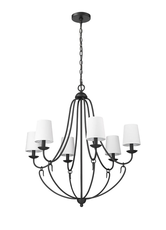 Millennium - 12106-MB - Six Light Chandelier - Eisley - Matte Black