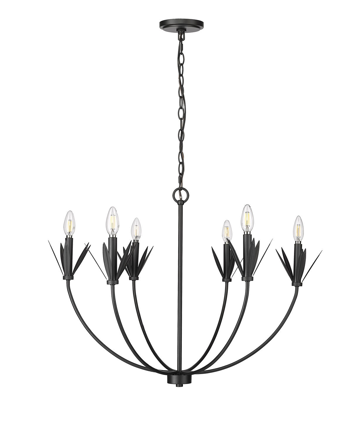 Millennium - 12706-MB - Six Light Chandelier - Primrose - Matte Black