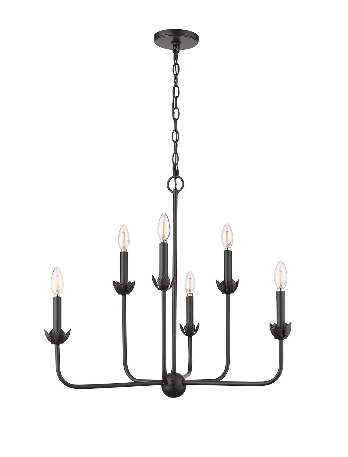 Millennium - 29706-MB - Six Light Chandelier - Freesia - Matte Black