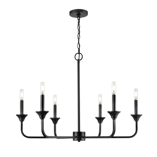 Millennium - 97326-MB - Six Light Chandelier - Herring - Matte Black