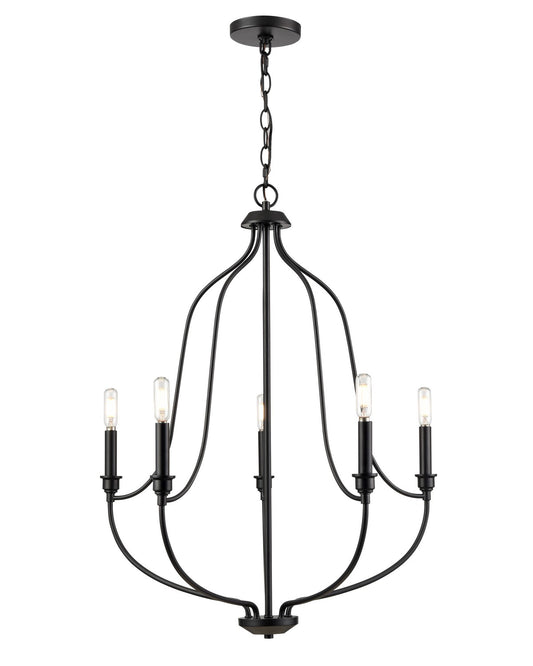 Millennium - 98005-MB - Five Light Chandelier - Senoia - Matte Black