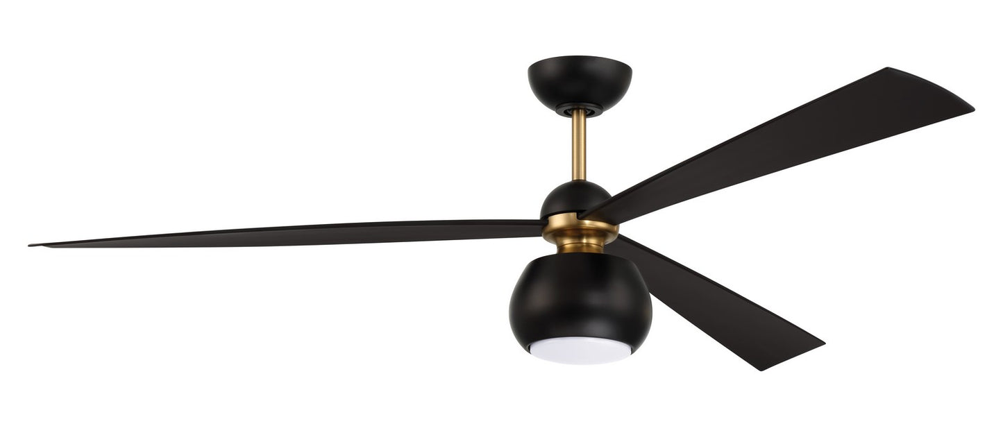 Craftmade - OTT60FBSB3 - 60"Ceiling Fan - Otto - Flat Black/Satin Brass